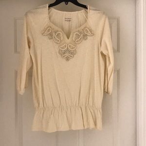 Cream blouse with bead detail